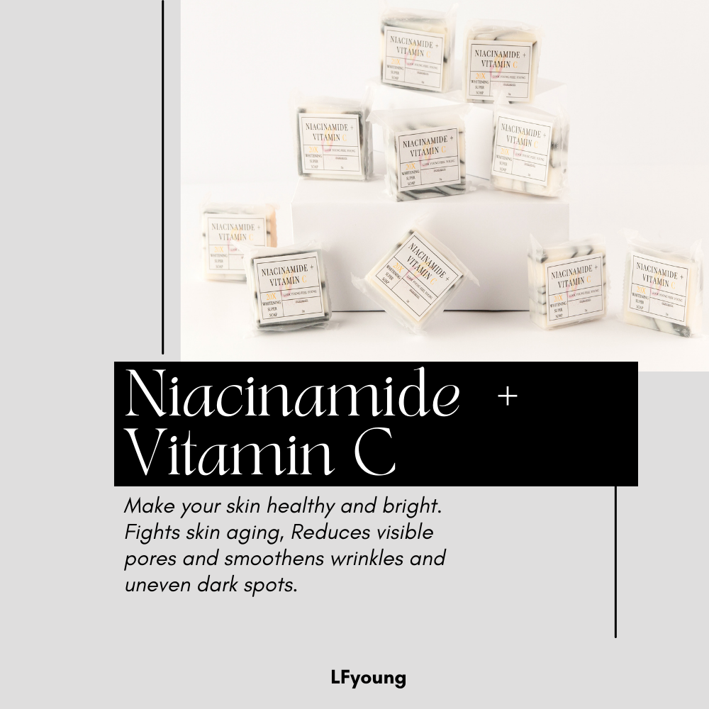 Niacinamide Soap (3pcs) w/ Glutahione 20x Skin Whitening w/ Vit. C Anti-Acne Anti-Aeging by LFYoung