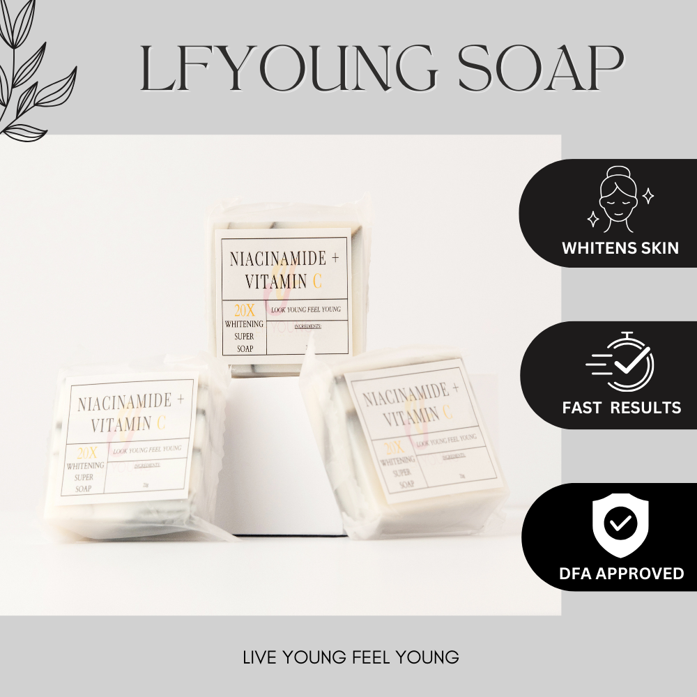 Niacinamide Soap (3pcs) w/ Glutahione 20x Skin Whitening w/ Vit. C Anti-Acne Anti-Aeging by LFYoung